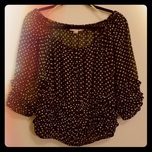 Forever 21 Polka Dot Salsa Style Ruffled Blouse